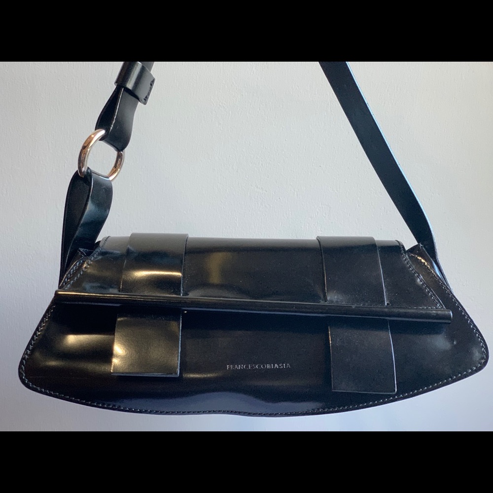 Francesco Biasia Italian patent leather black bag